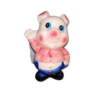 Vintage Ceramic Hand Painted Piggy Bank: Retro: MCM Antique PIG